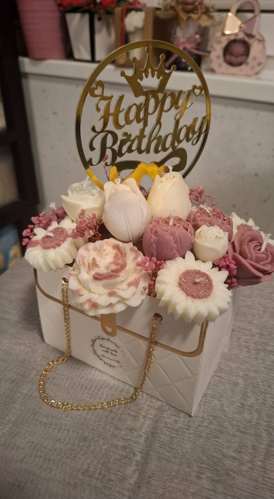 Floral Soy Wax Candle Bouquet