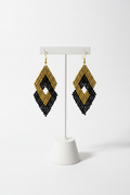 Black & Gold Beaded Earrings on Display Hanger