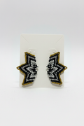Black Silver Gold Clip-On Beaded Earrings