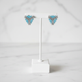 Blue & Silver Triangle Studs