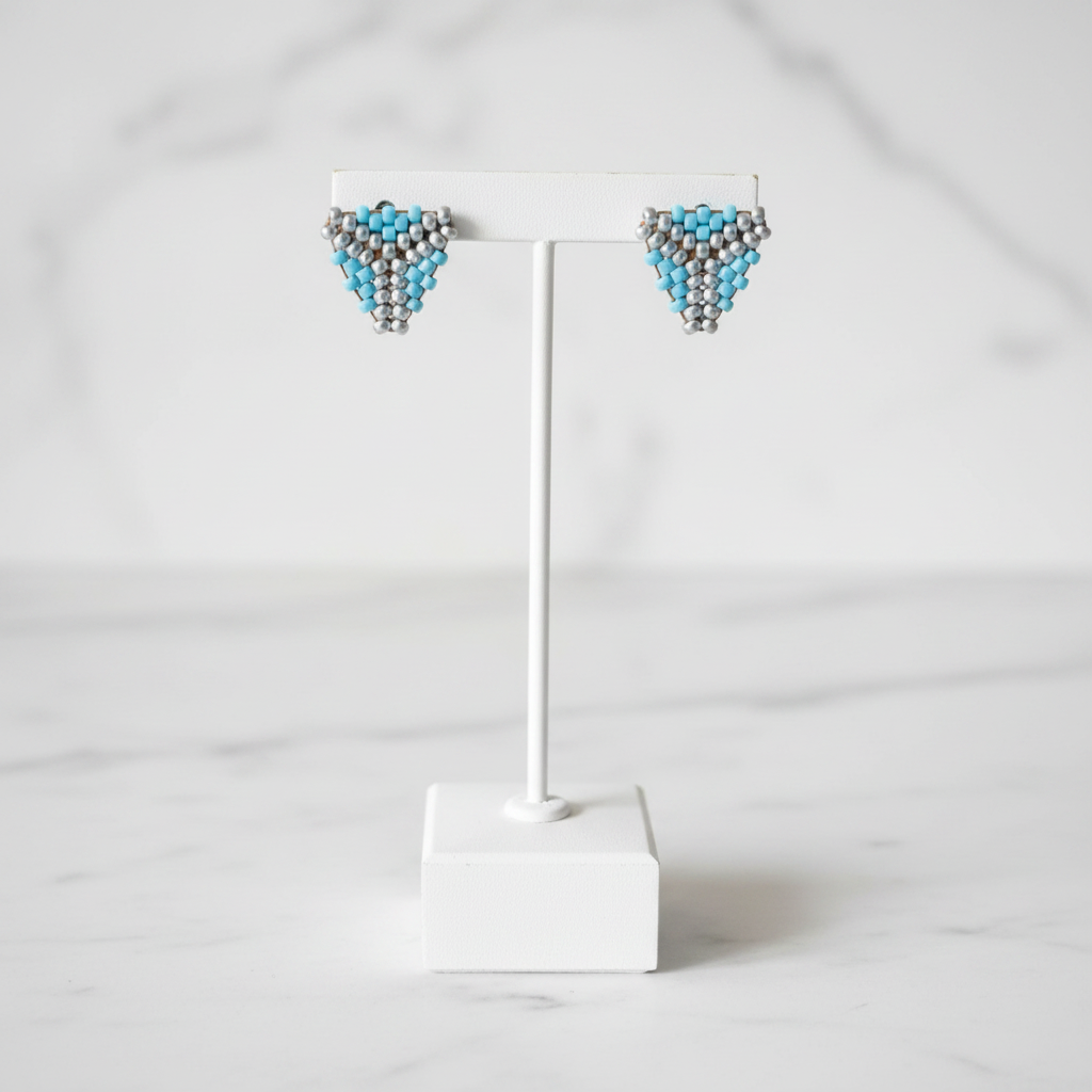 Blue & Silver Triangle Studs