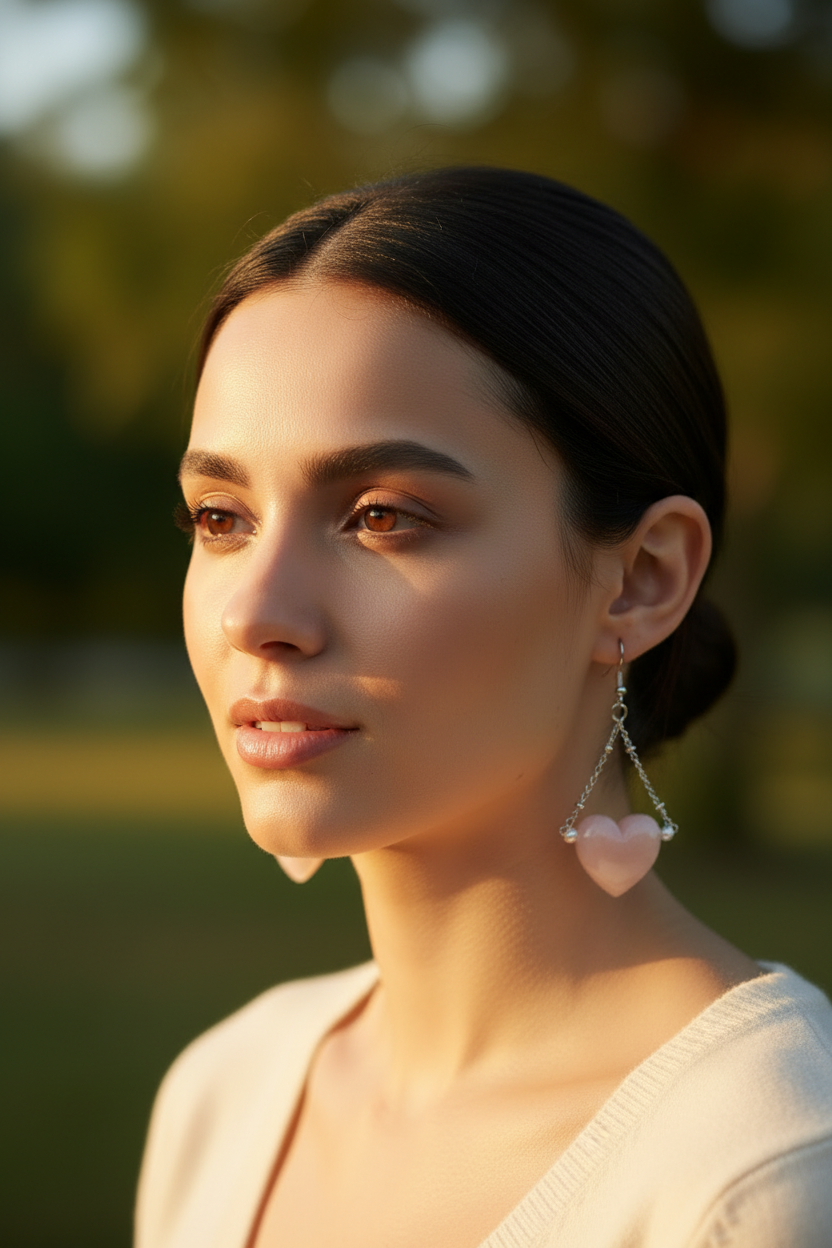 Blush Pink Heart Earrings - Summer Vibe