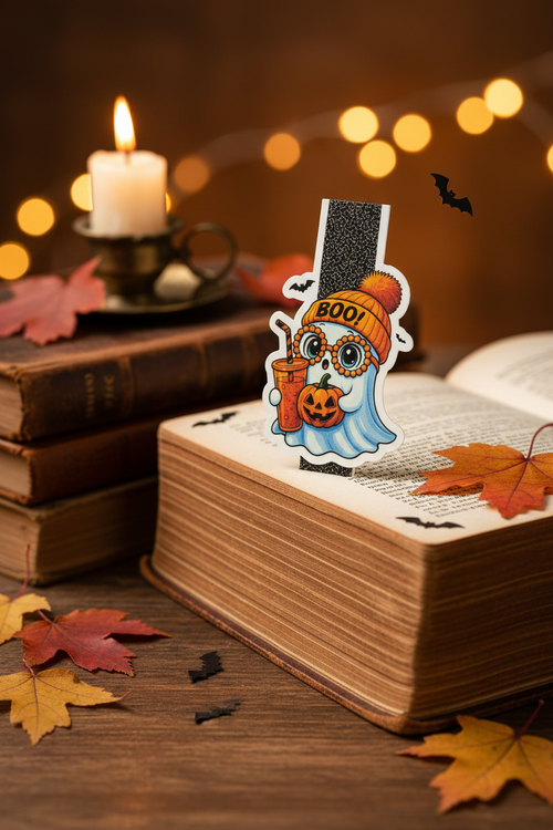 BOO Ghost Bookmark with Books