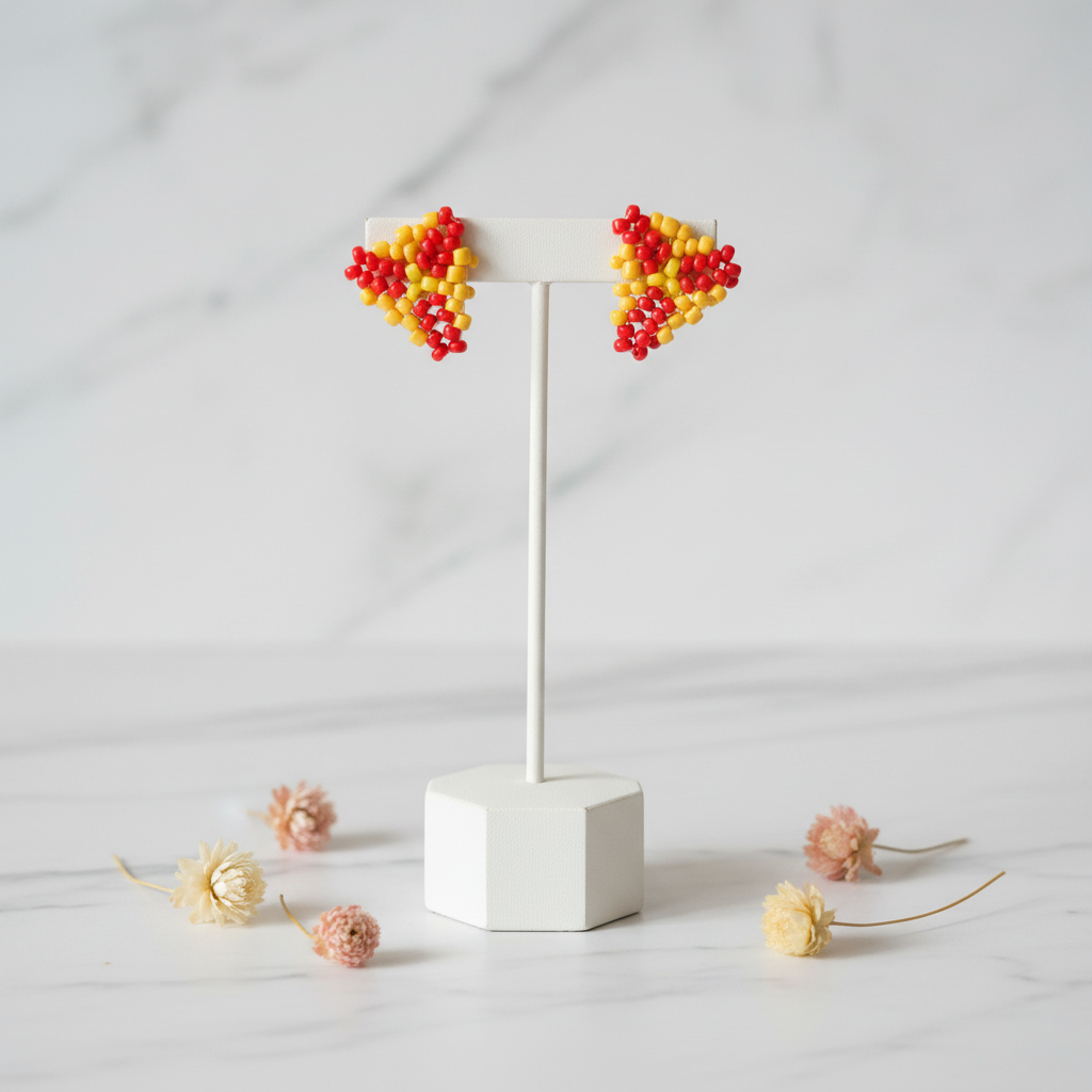 Butterfly Beaded Earrings on Stand
