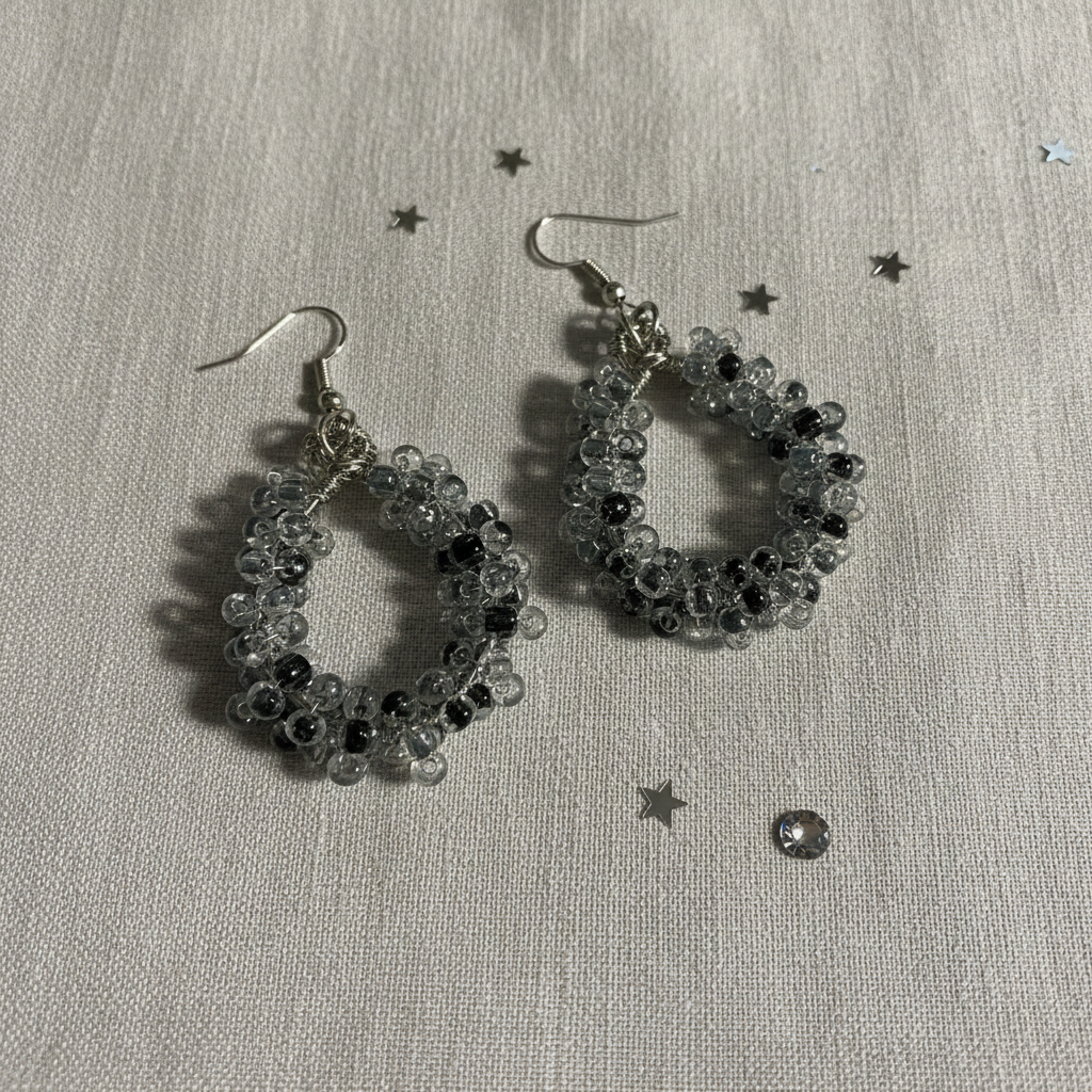 Crystal Hoop Earrings Light Grey