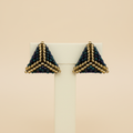 Orange & Gold Beaded Triangle Earrings