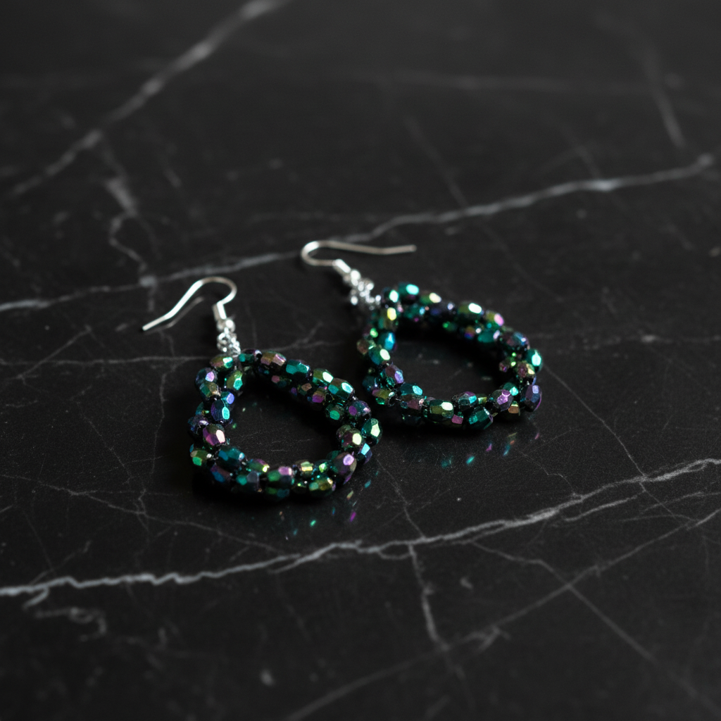 Iridescent Crystal Teardrop Earrings Marble