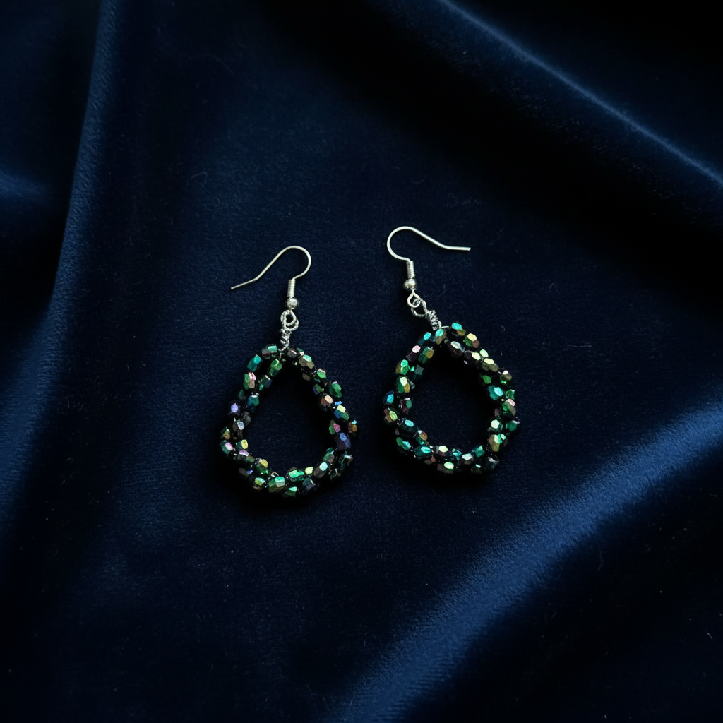 Iridescent Crystal Teardrop Earrings Velvet