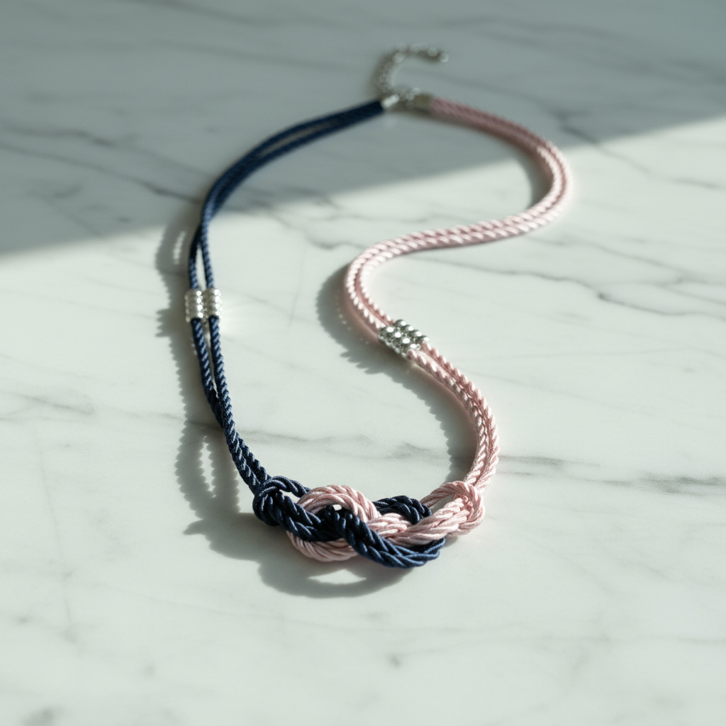 Navy & Blush Sailor Knot Marble