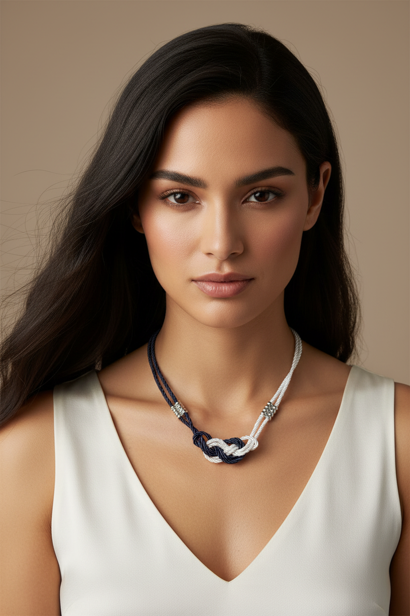 Necklace on Model Dark Hair