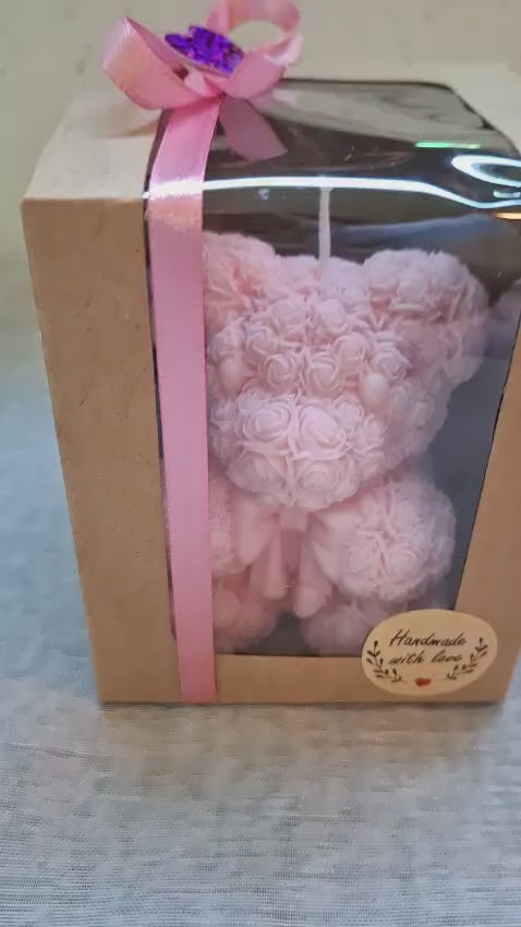 🐻 Pink Rose Bear Candle