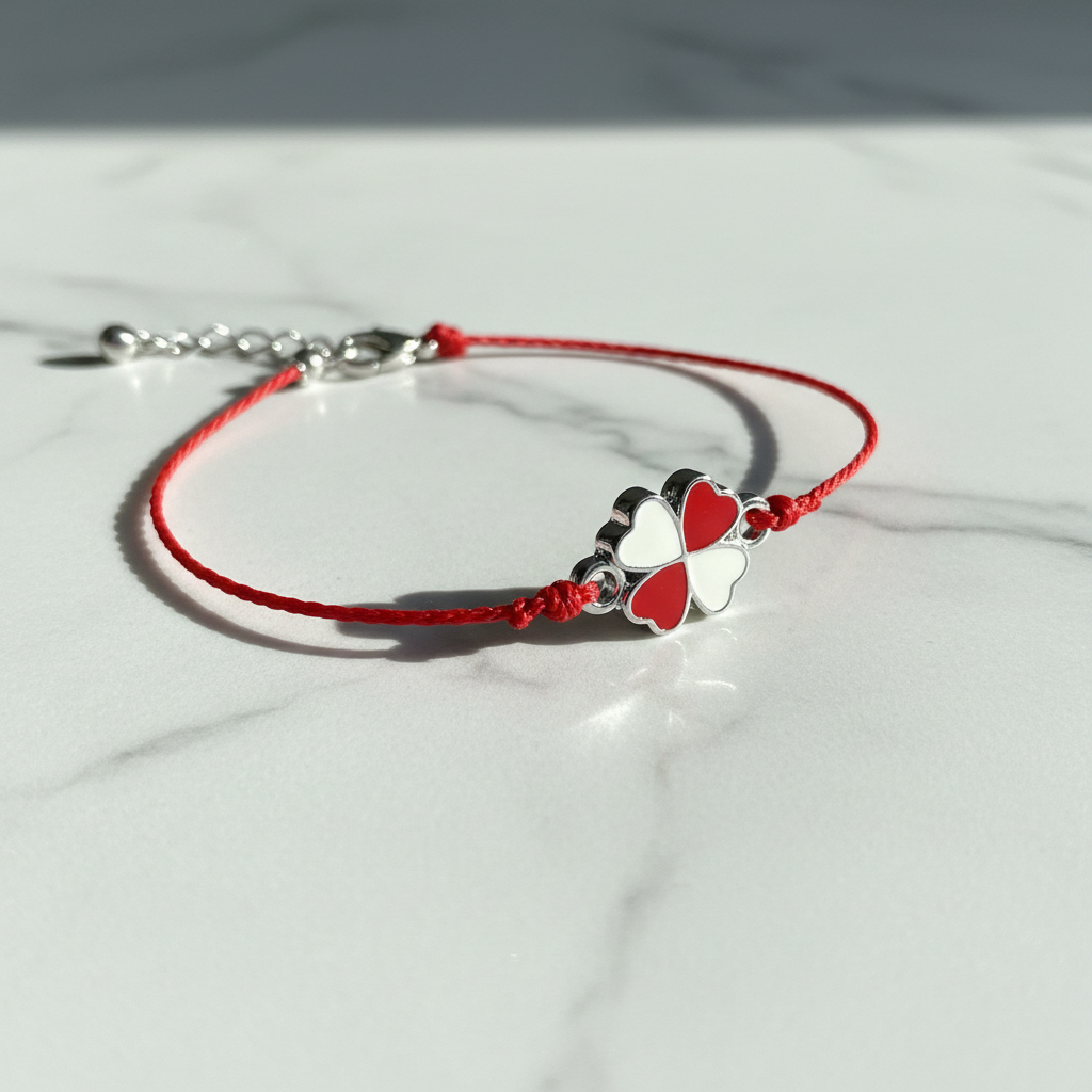 Red Heart Clover Bracelet editorial