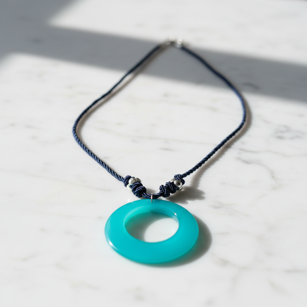 Turquoise Circle Pendant Marble