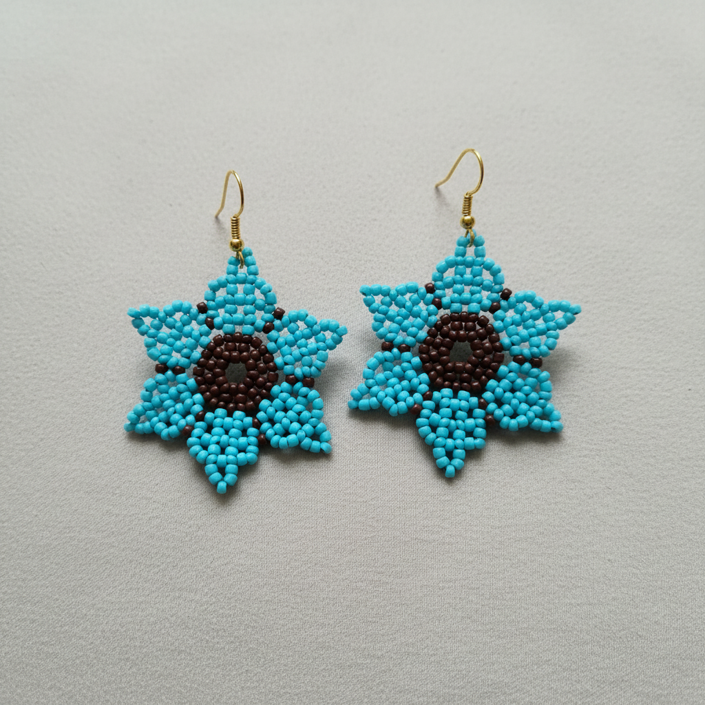 Turquoise Seed Bead Earrings with Hooks