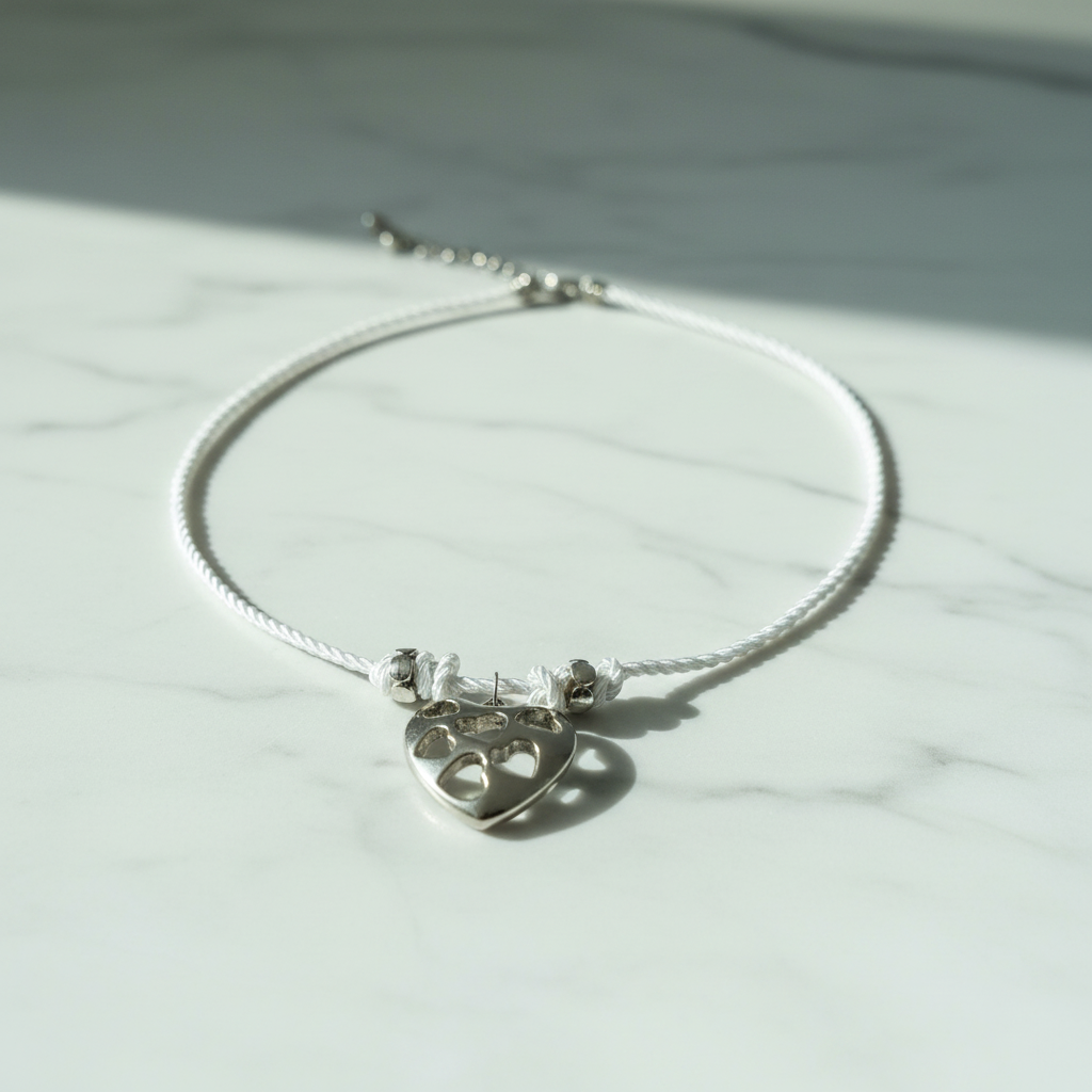 White Heart Choker on Marble