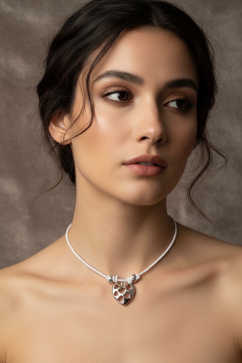 White Heart Choker on Model Studio